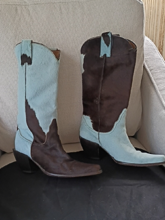 Donald J. Pliner Shoes - DONALD PLINER Two-Tone Blue & Brown/BLACK Cowhide Western Boots